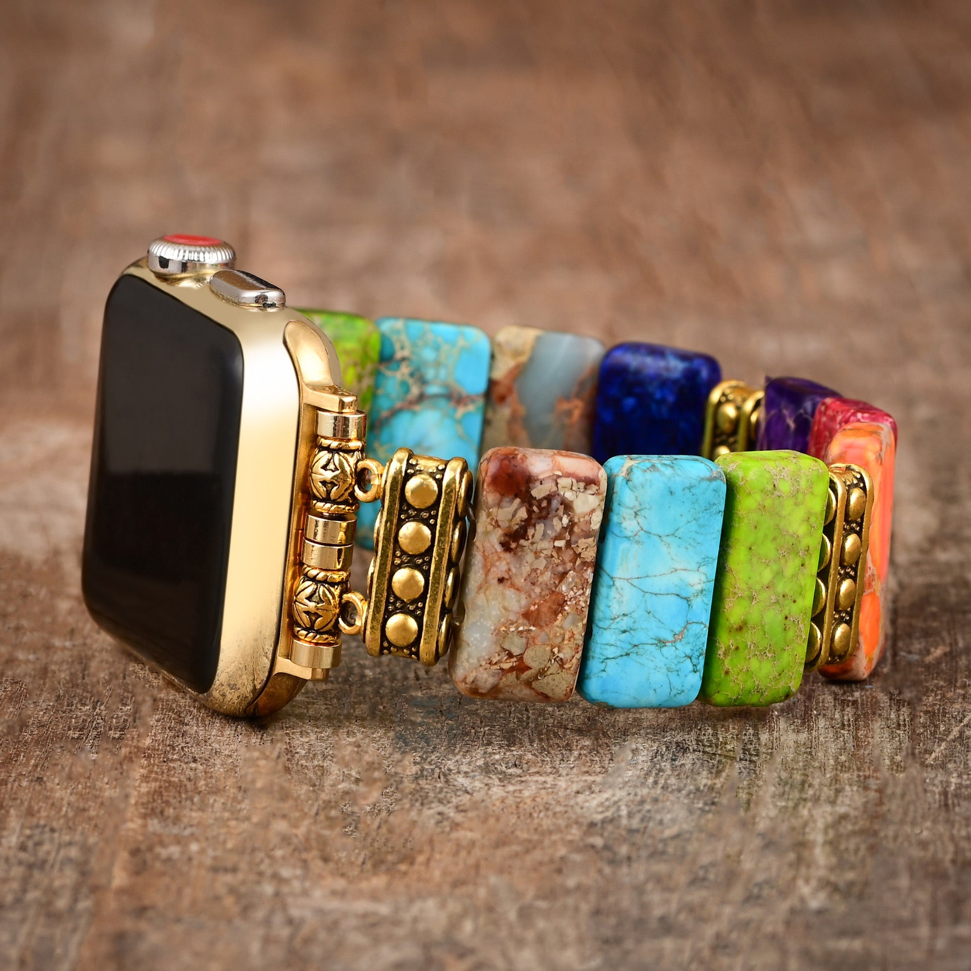 Colorful Jasper Stretch Apple Watch Band