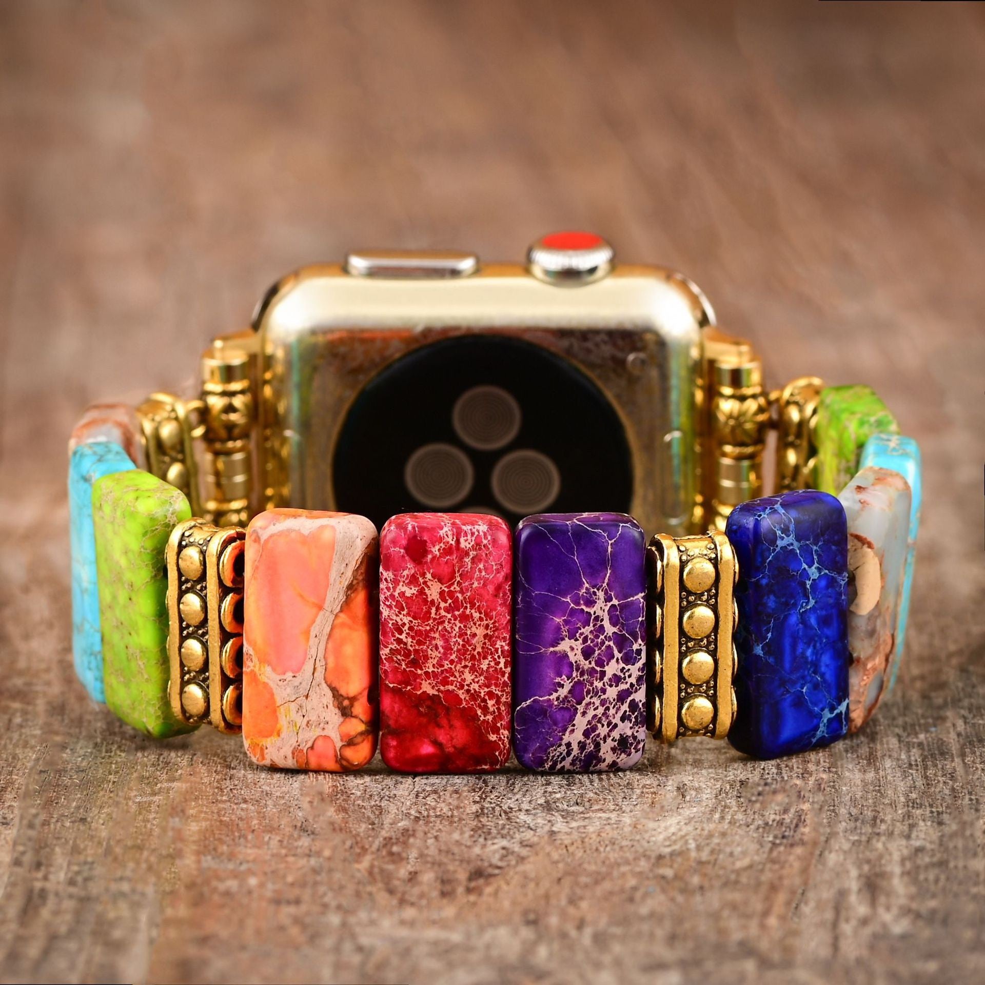 Colorful Jasper Stretch Apple Watch Band