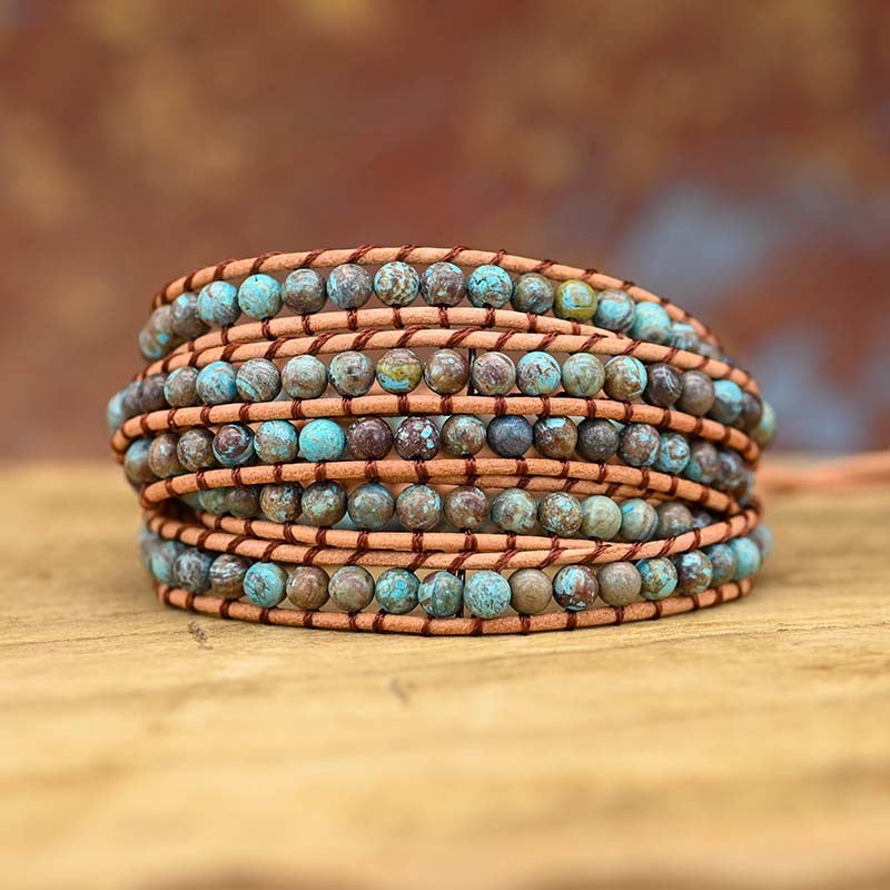 Blue Jasper Five Wraps Bracelet