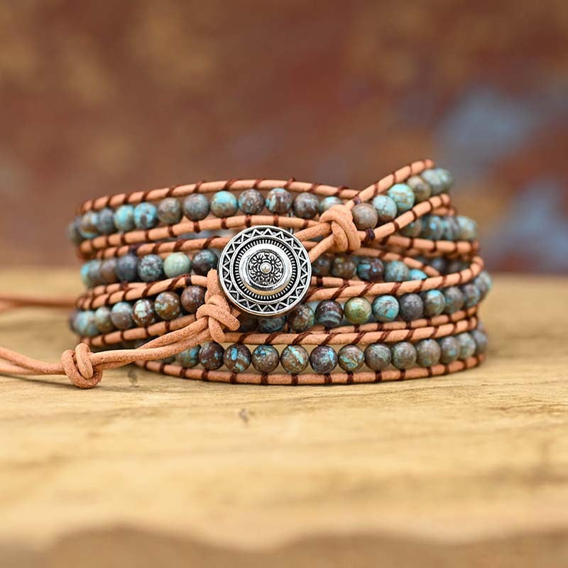 Blue Jasper Five Wraps Bracelet