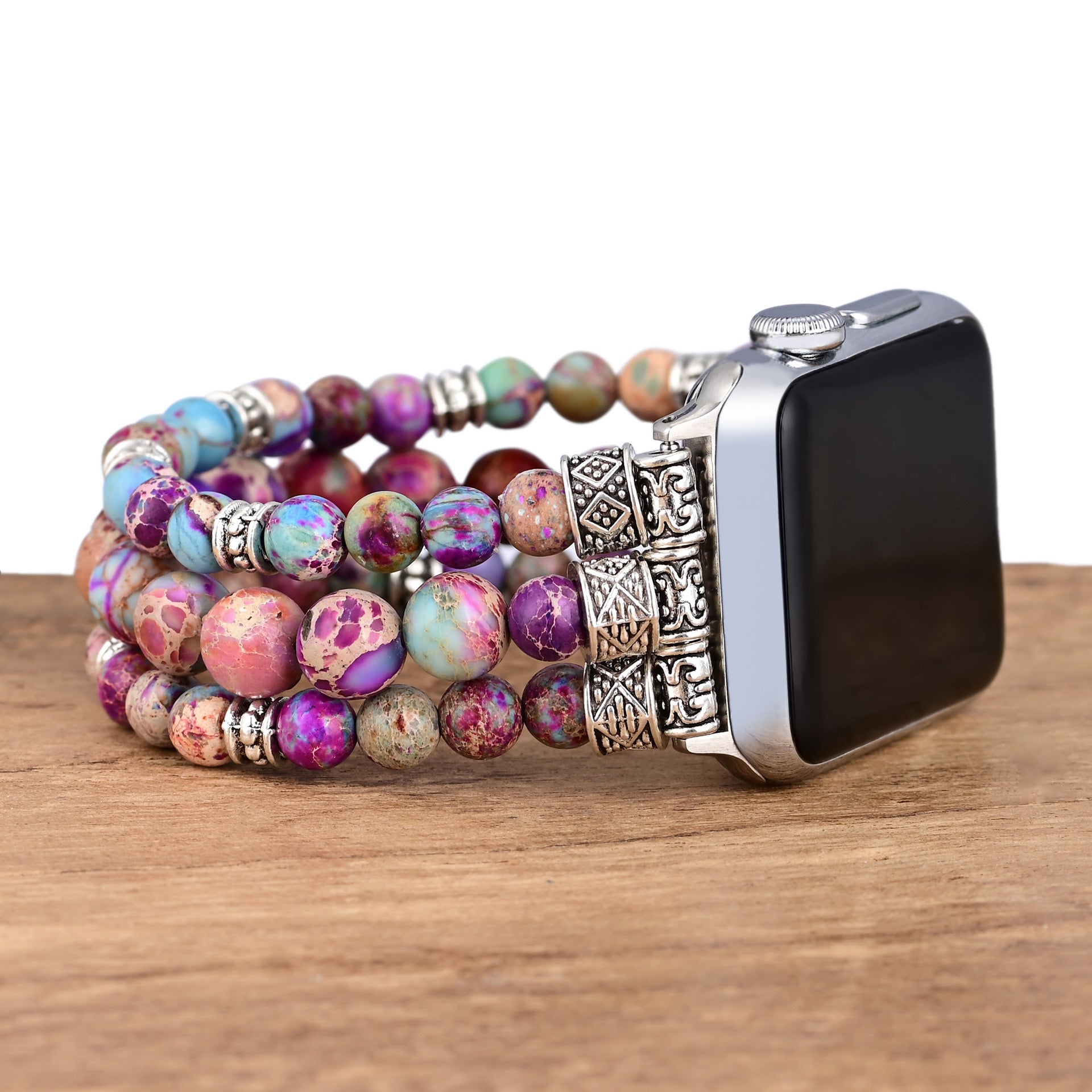 Purple Imperial Jasper Stretch Apple Watch Band