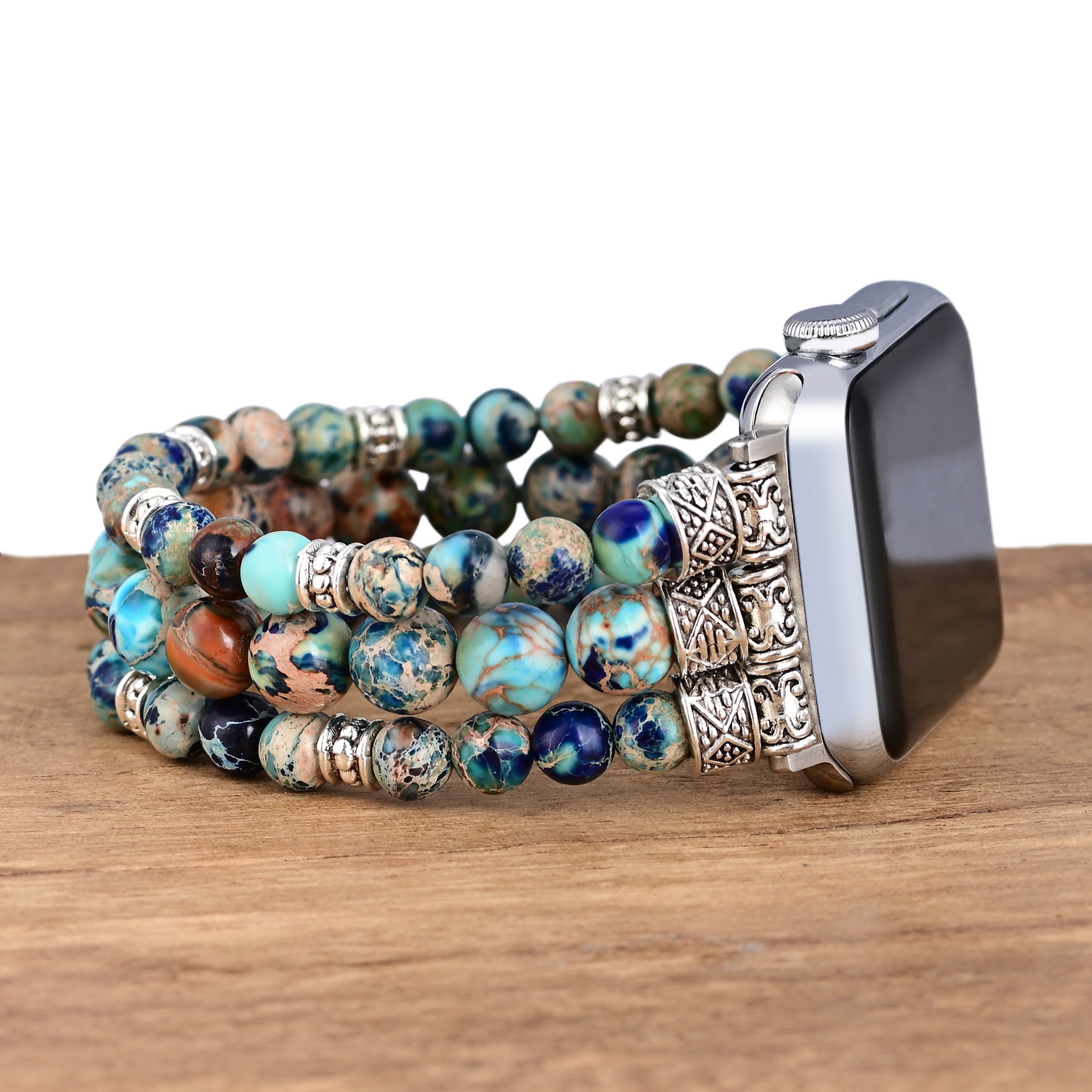 Blue Imperial Jasper Stretch Apple Watch Band