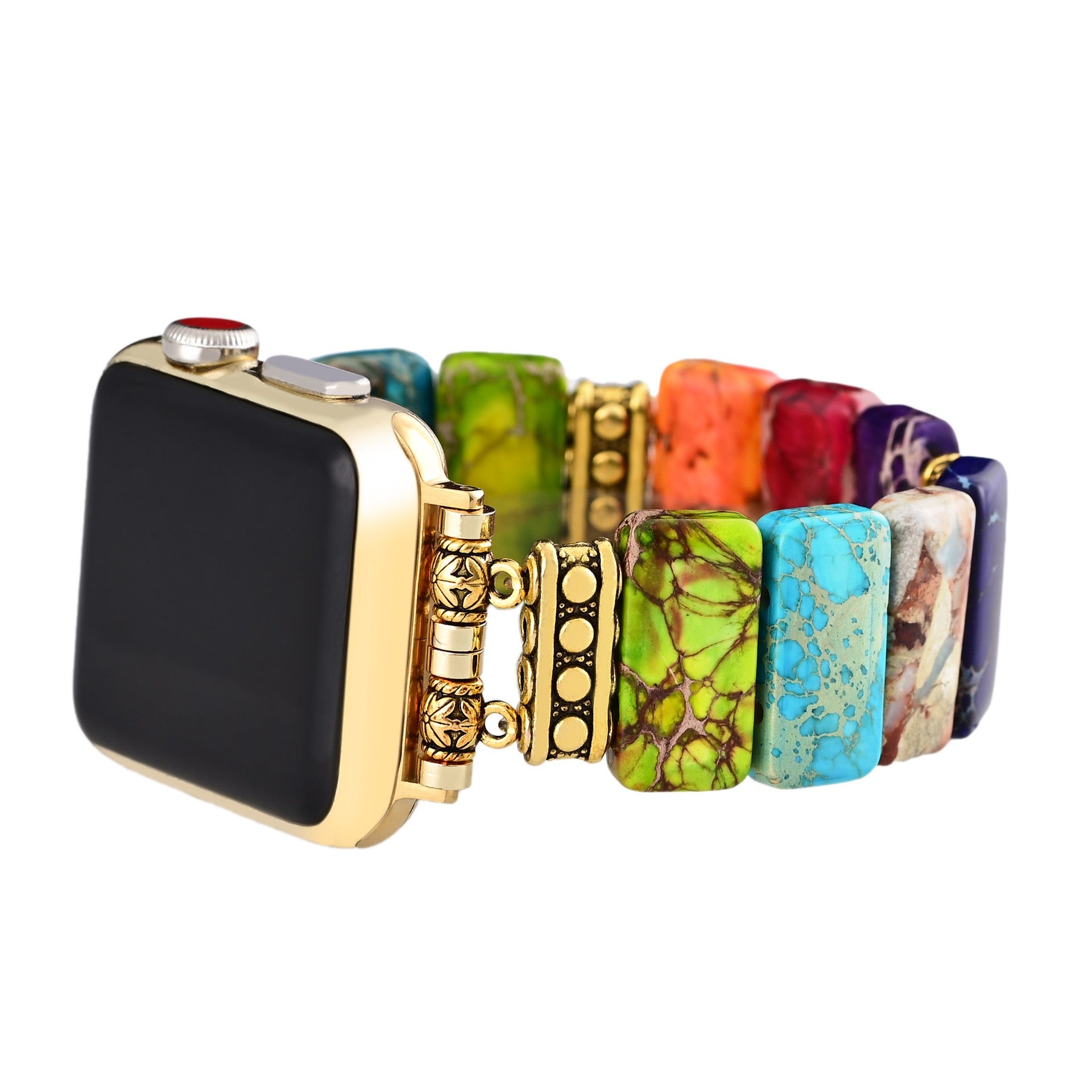 Colorful Jasper Stretch Apple Watch Band