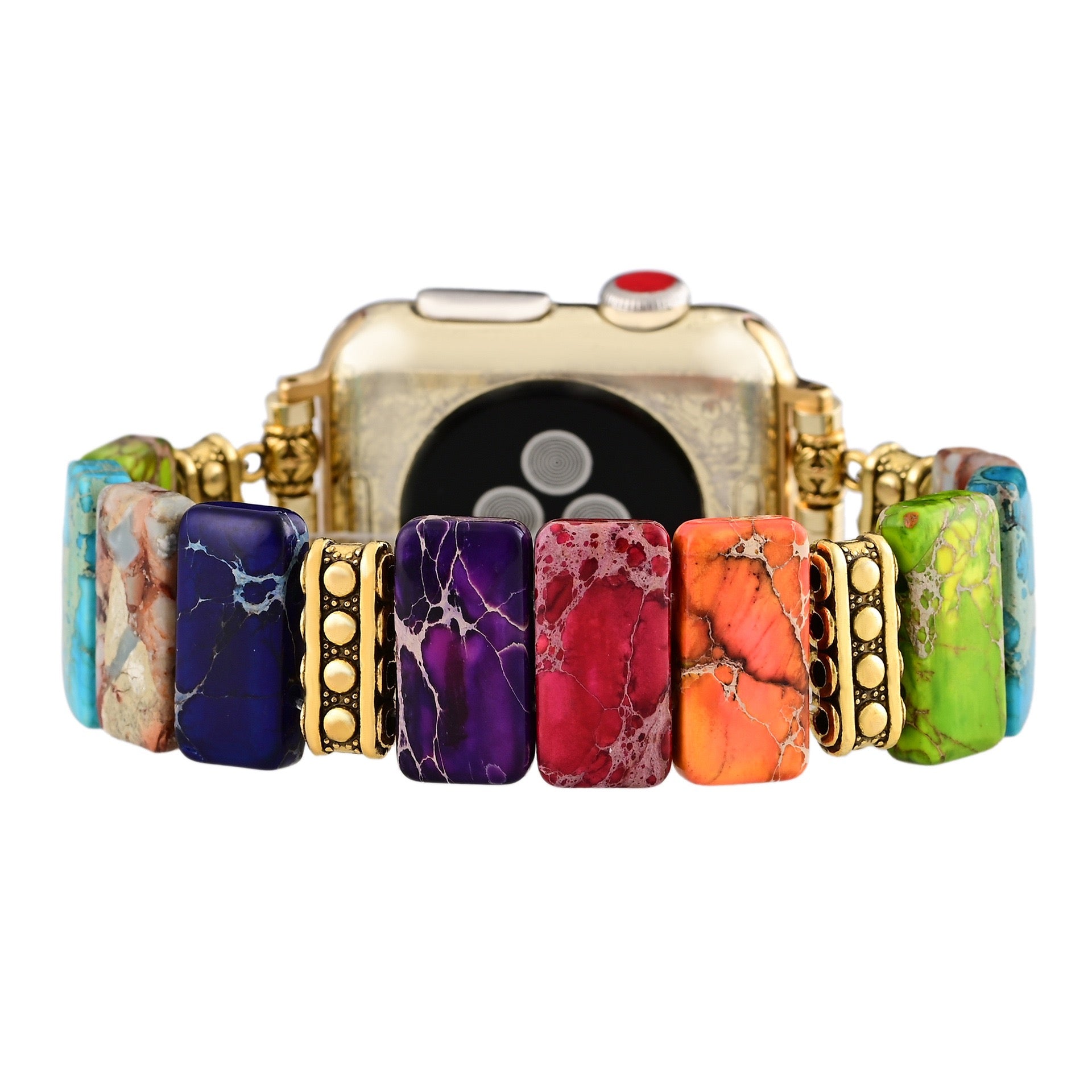 Colorful Jasper Stretch Apple Watch Band