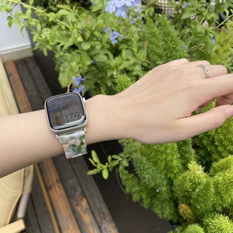 Pink Green Resin Apple Watch Band