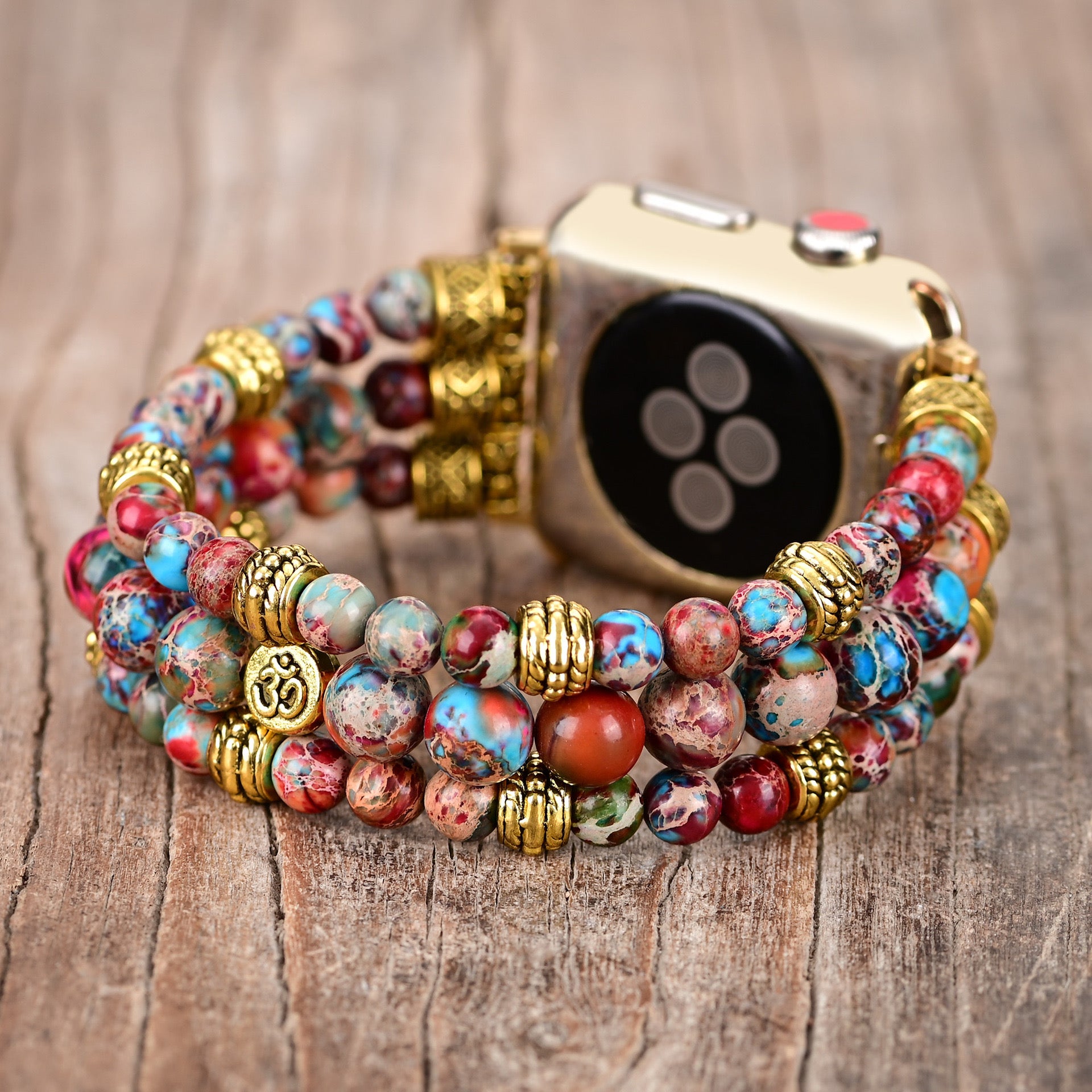 Red Imperial Jasper Stretch Apple Watch Band