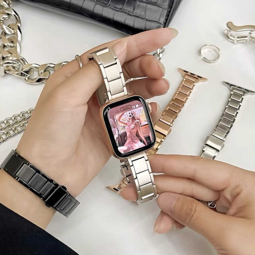 Sleek Stainless Steel Watch Band for Apple Watch(Triple-link)