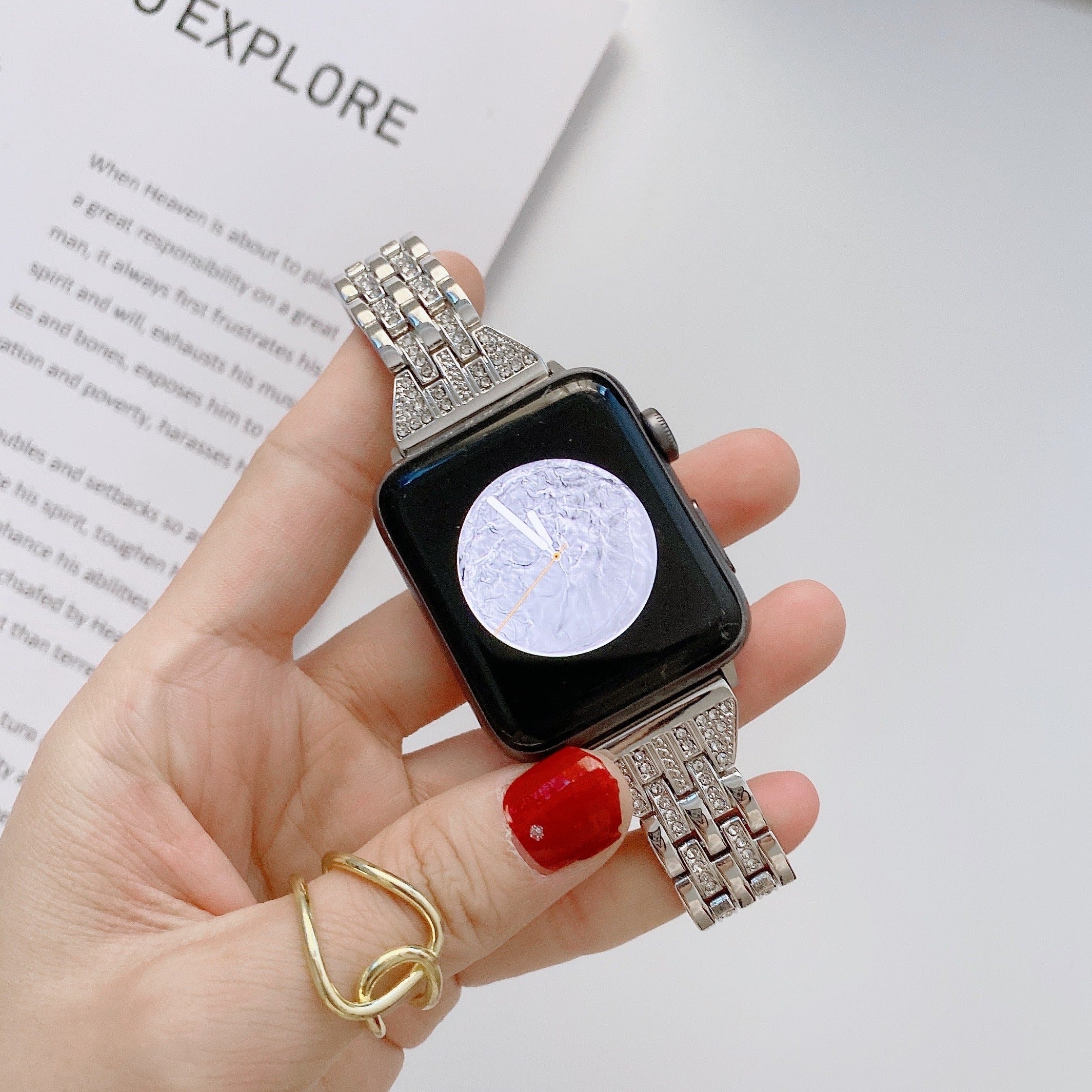 Full of Diamond Apple Watch Band (Five-link)